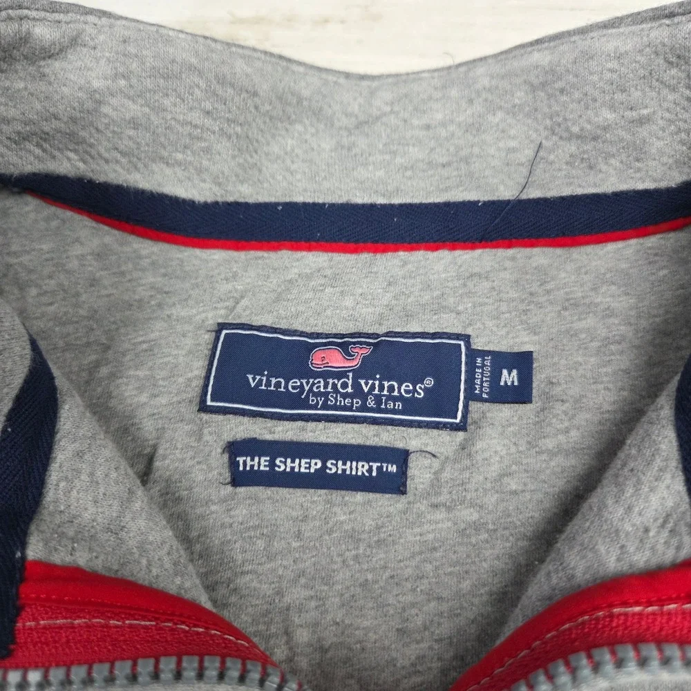 Vineyard Vines Shep Shirt Quarter Zip Pullover Mens Medium Gray Damaged